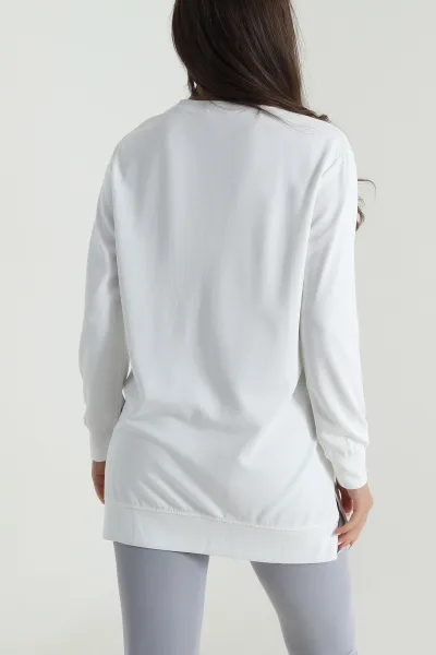 Beyaz Bisiklet Yaka Pike Oysho Kadın Tunik 487506