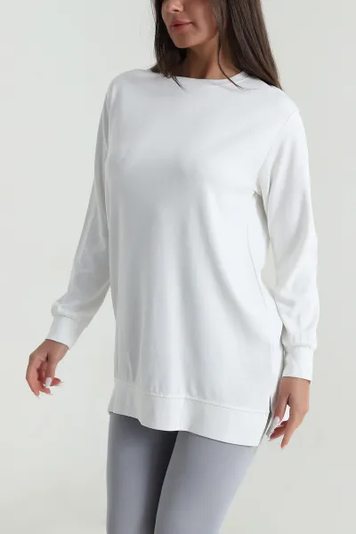 Beyaz Bisiklet Yaka Pike Oysho Kadın Tunik 487506