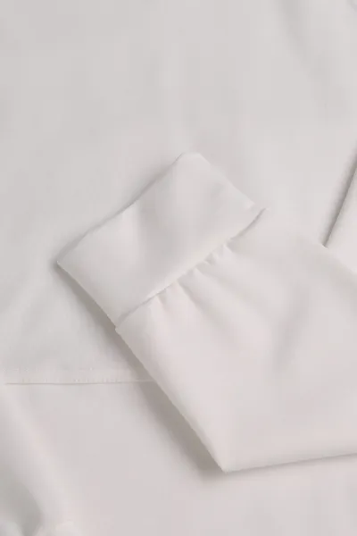 Beyaz Bisiklet Yaka Uzun Kollu Erkek Sweatshirt 396982