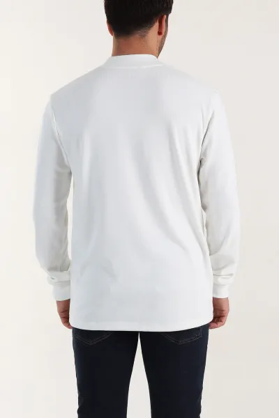 Beyaz Regular Fit Yarım Balıkçı Yaka Uzun Kollu Erkek Sweatshirt 397044