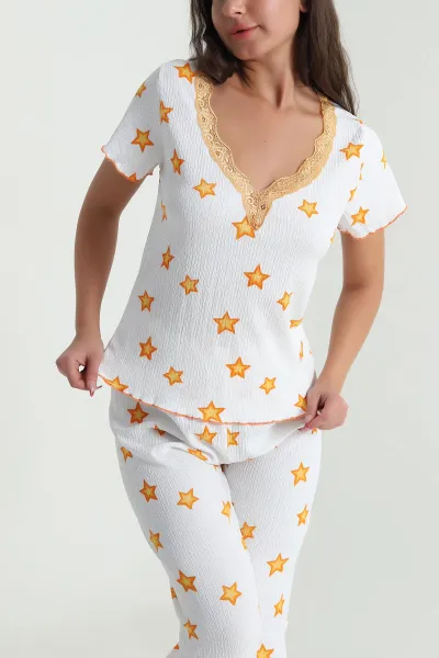 Beyaz Bürümcük Kadın Pijama Takımı 479584