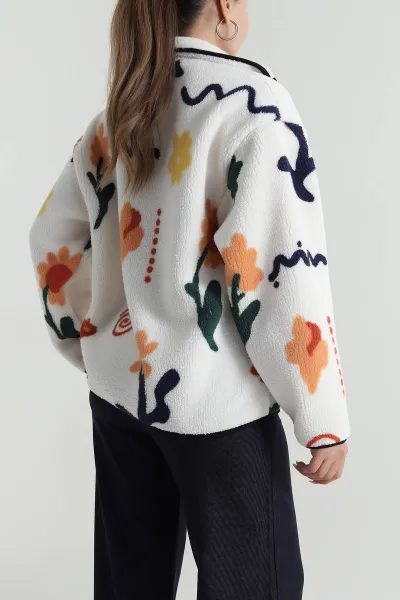 Beyaz Cepli Teddy Kadın Sweat 485431
