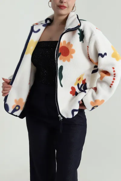 Beyaz Cepli Teddy Kadın Sweat 485431
