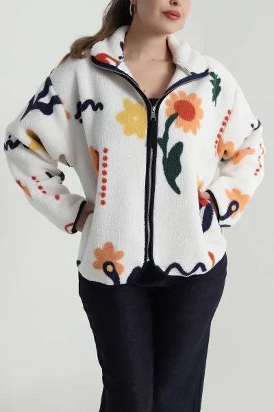 Beyaz Cepli Teddy Kadın Sweat 485431