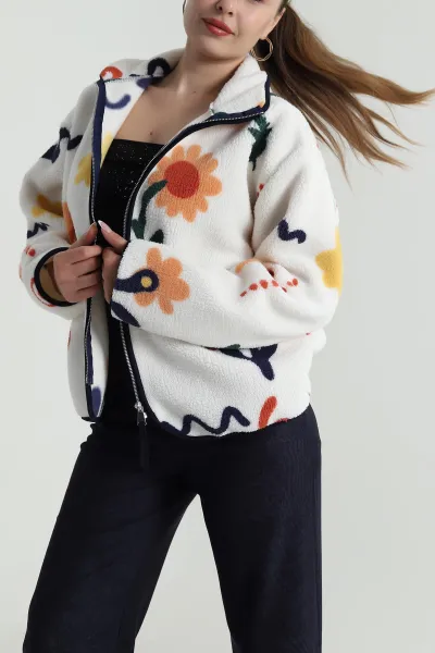 Beyaz Cepli Teddy Kadın Sweat 485431