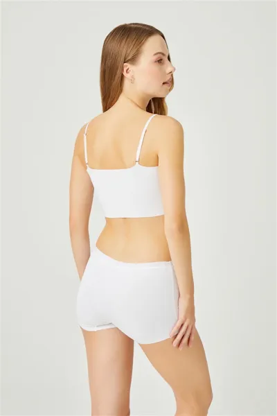 Beyaz CH6105 Basic Lazer Kesim Dikişsiz Kadın Boxer Külot 237124