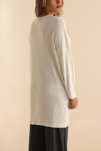 Beyaz Çilek Kumaş Tunik 204127