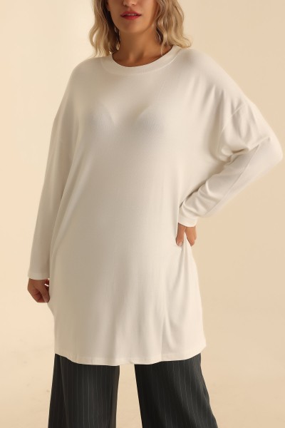 Beyaz Çilek Kumaş Tunik 204127