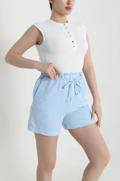 Beyaz Çıtçıtlı Kolsuz Kadın Bluz 462326