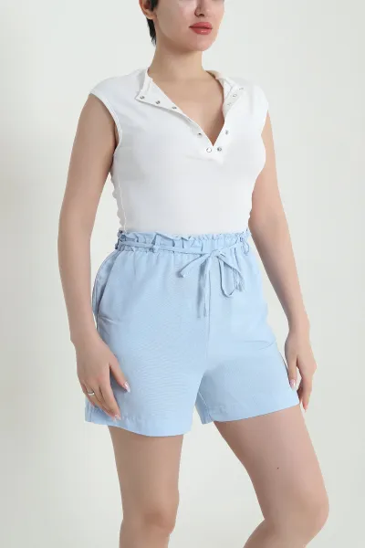 Beyaz Çıtçıtlı Kolsuz Kadın Bluz 462326