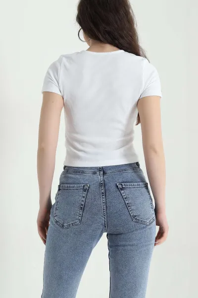 Beyaz Çıtçıtlı Ottoman Kadın Bluz 448311