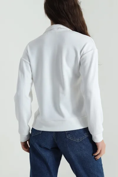 Beyaz Çıtçıtlı Oysho Kadın Bluz 497725