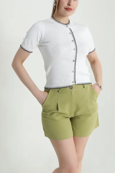 Beyaz Çoban Dikiş Kadın Polyemid Bluz 466068
