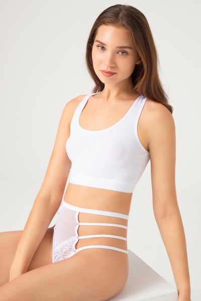 Beyaz Cottonhıll CH5601 Transparan Lastik Detaylı Fiyonklu Kadın String Külot 94000