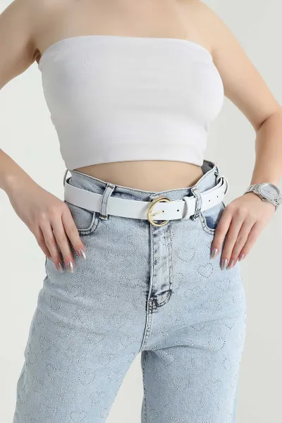 Beyaz D Tokalı Kadın Kemer 470484