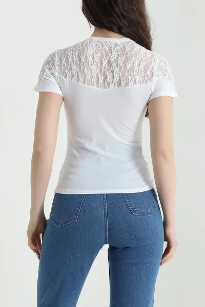 Beyaz Dantelli Sandy Kadın Bluz 452874