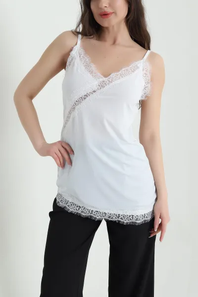 Beyaz Dantelli Sandy Kadın Bluz 454519