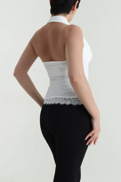 Beyaz Dantelli Sandy Kadın Bluz 464071