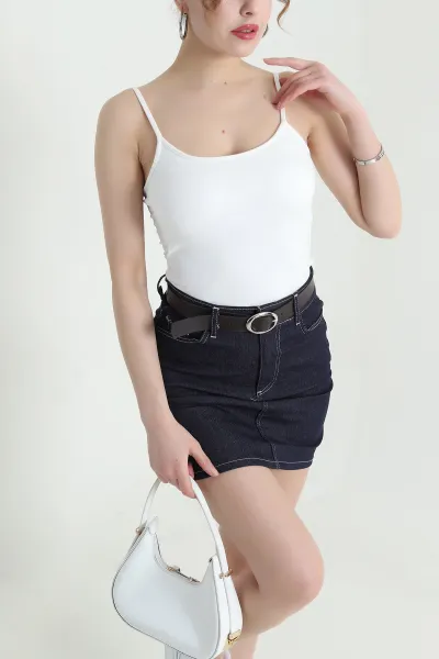 Beyaz Destekli İp Askılı Kadın Atlet 438463