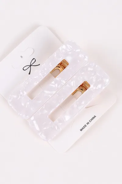 Beyaz Dikdörtgen Model Desenli 2'li Pens Toka 464096