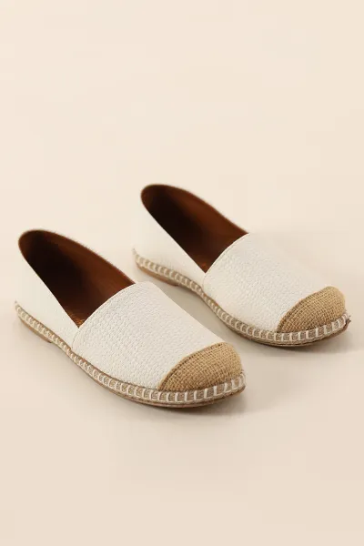 Beyaz Dokulu Kadın Espadril Ayakkabı 348957