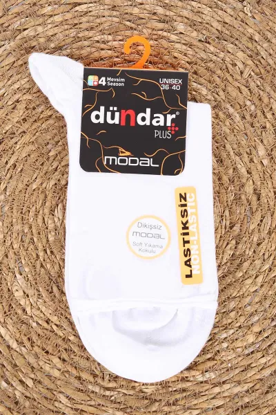 Beyaz Dört Mevsim Unisex Modal Lastiksiz Çorap (36-40) 476949