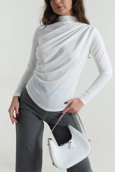 Beyaz Drapeli Sandy Kadın Bluz 498148