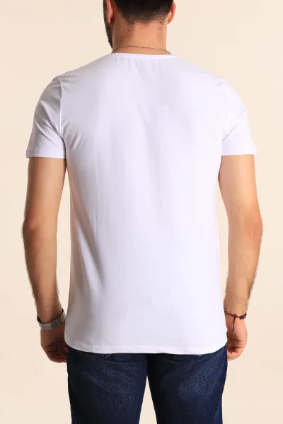 Beyaz Düz Kesim Basic Erkek Tişört 169578