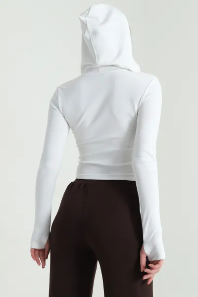 Beyaz Fermuarlı Oysho Kadın Sweat 483623