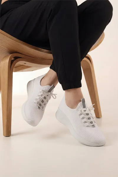 Beyaz Fileli Bağcıklı Spor Ayakkabı 438772