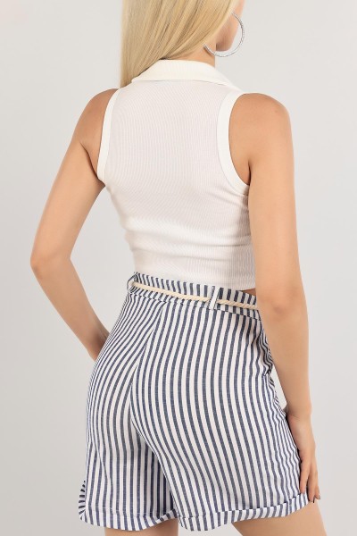 Beyaz Fitilli Crop Bluz 121318