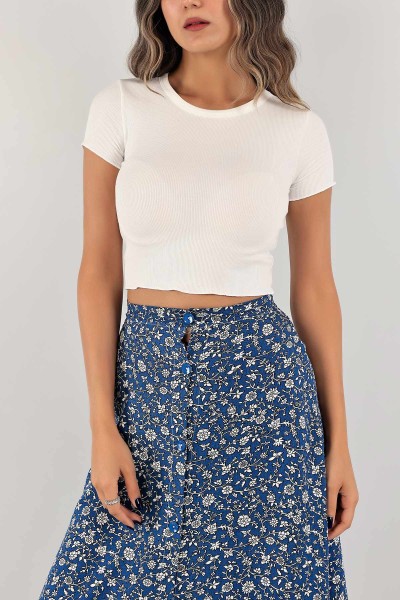 Beyaz Fitilli Crop Bluz 125539