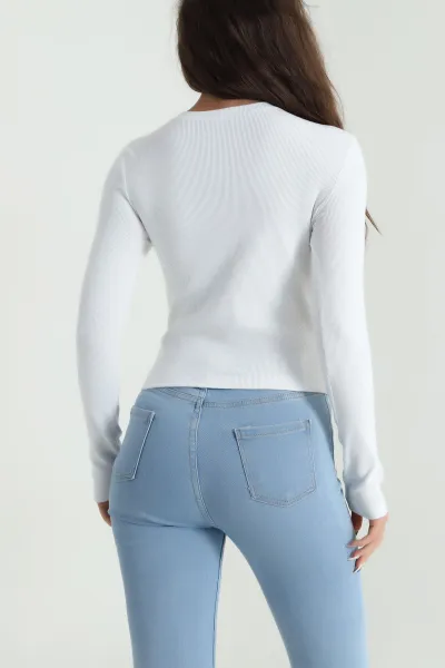 Beyaz Fitilli Kadın Body Bluz 483083