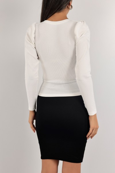 Beyaz Fitilli Likralı Bluz 135148