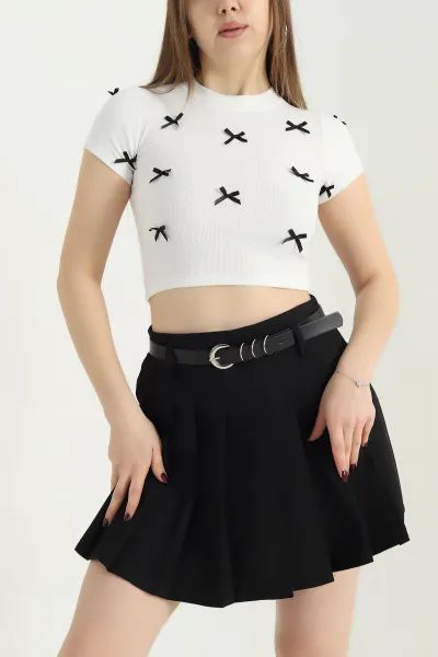 Beyaz Fiyonk Detay Ottoman Bluz 340308