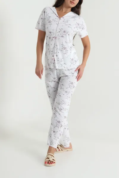 Beyaz Fiyonklu Kaşkorse Kadın Pijama Takımı 476190