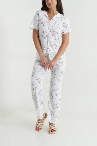 Beyaz Fiyonklu Kaşkorse Kadın Pijama Takımı 476190