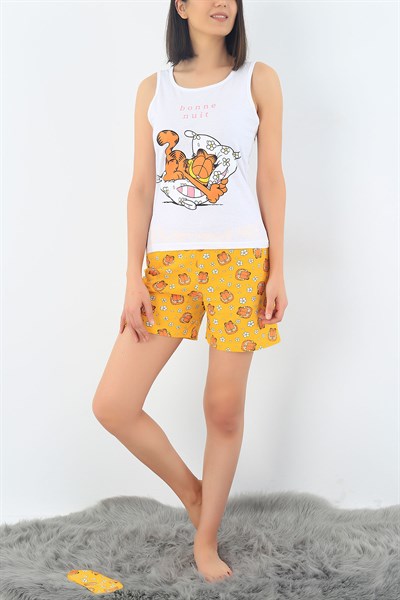Beyaz Garfield Baskılı Pijama Takımı 32714
