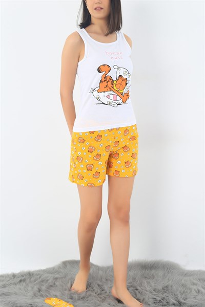 Beyaz Garfield Baskılı Pijama Takımı 32714