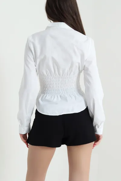 Beyaz Gipeli Poplin Kadın Bluz 441414