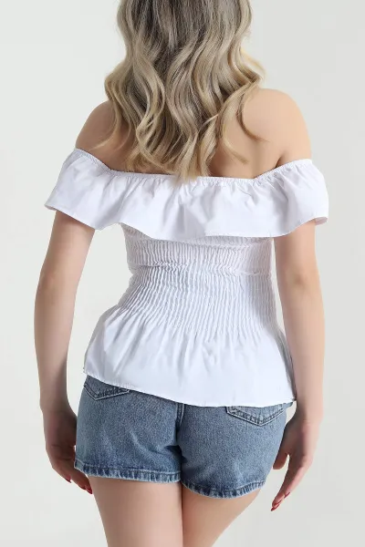 Beyaz Gipeli Poplin Kadın Bluz 473564