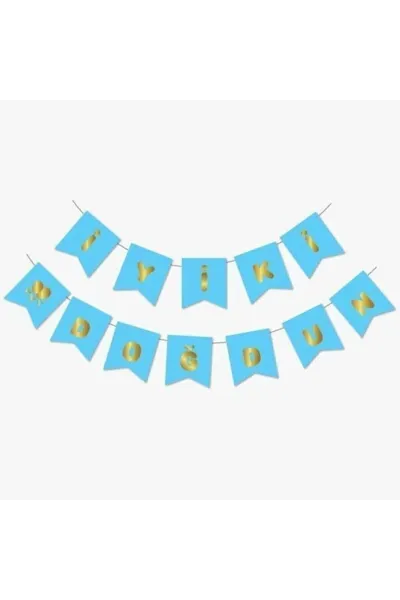 Mavi Gold İyi Ki Doğdun Yaldızlı Banner 303353