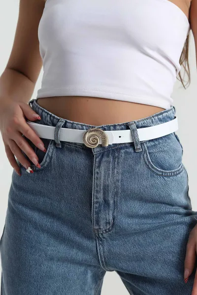 Beyaz Gold Tokalı Kadın Kemer 477455
