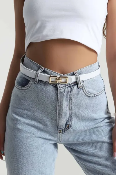 Beyaz Gold Tokalı Kadın Kemer 477492