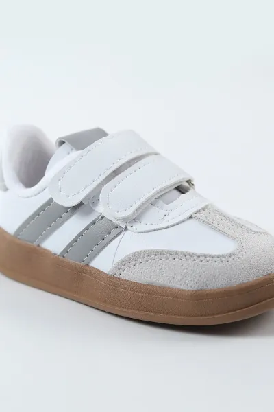 Beyaz Gri ( 24 - 29 ) Cırtlı Erkek Çocuk Spor Ayakkabı 496636