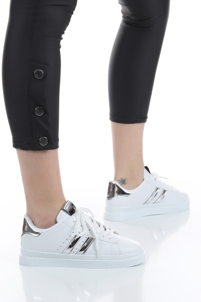 Beyaz Gümüş Hologram Detay Spor Ayakkabı 152836