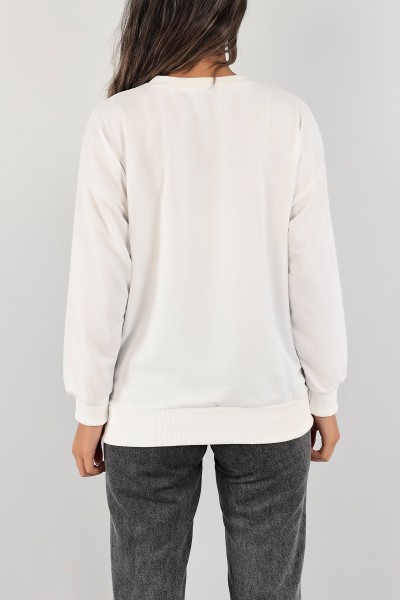 Beyaz İki İp Bayan Sweat 126653