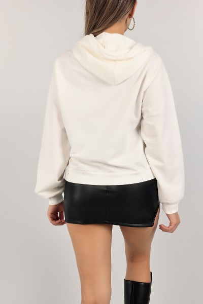 Beyaz İki İp Bayan Sweat T- 142983