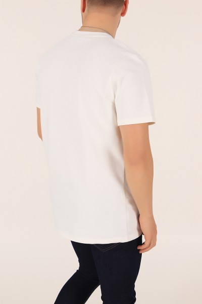 Beyaz İki İp Oversize Erkek Tişört 163498