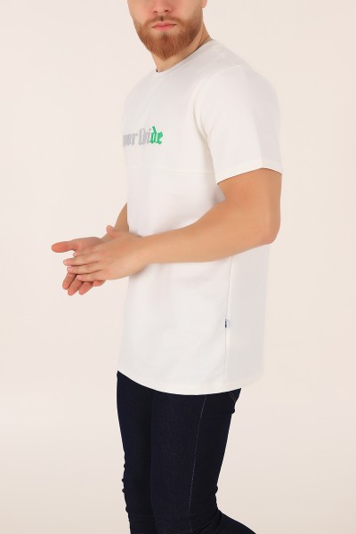 Beyaz İki İp Oversize Erkek Tişört 163498